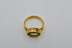 Aquamarine and Diamonds Set in 22 Karat Gold Granulated Ring