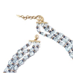 Aquamarine and Diamonds with Blue Sapphire Statement Necklace