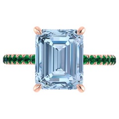 Verlobungsring mit Aquamarin und Smaragd, antiker Vintage-Aquamarin