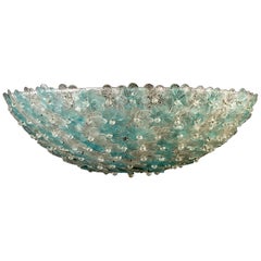 Plafonnier panier de fleurs en verre de Murano aigue-marine et glace de Barovier & Toso