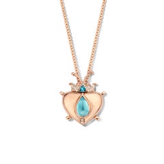 Aquamarin und Indicolith Rose Gold Diamant Anhänger Halskette