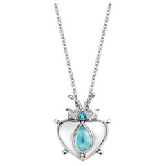 Aquamarine And Indigolite White Gold Diamond Pendant Necklace