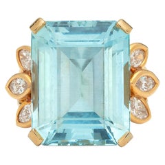 Aquamarine and Marquise-Cut Diamond Ring