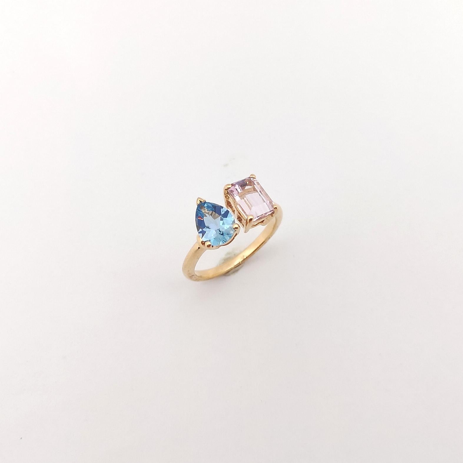 Aquamarine and Morganite Ring set in 18K Rose Gold Settings For Sale 7