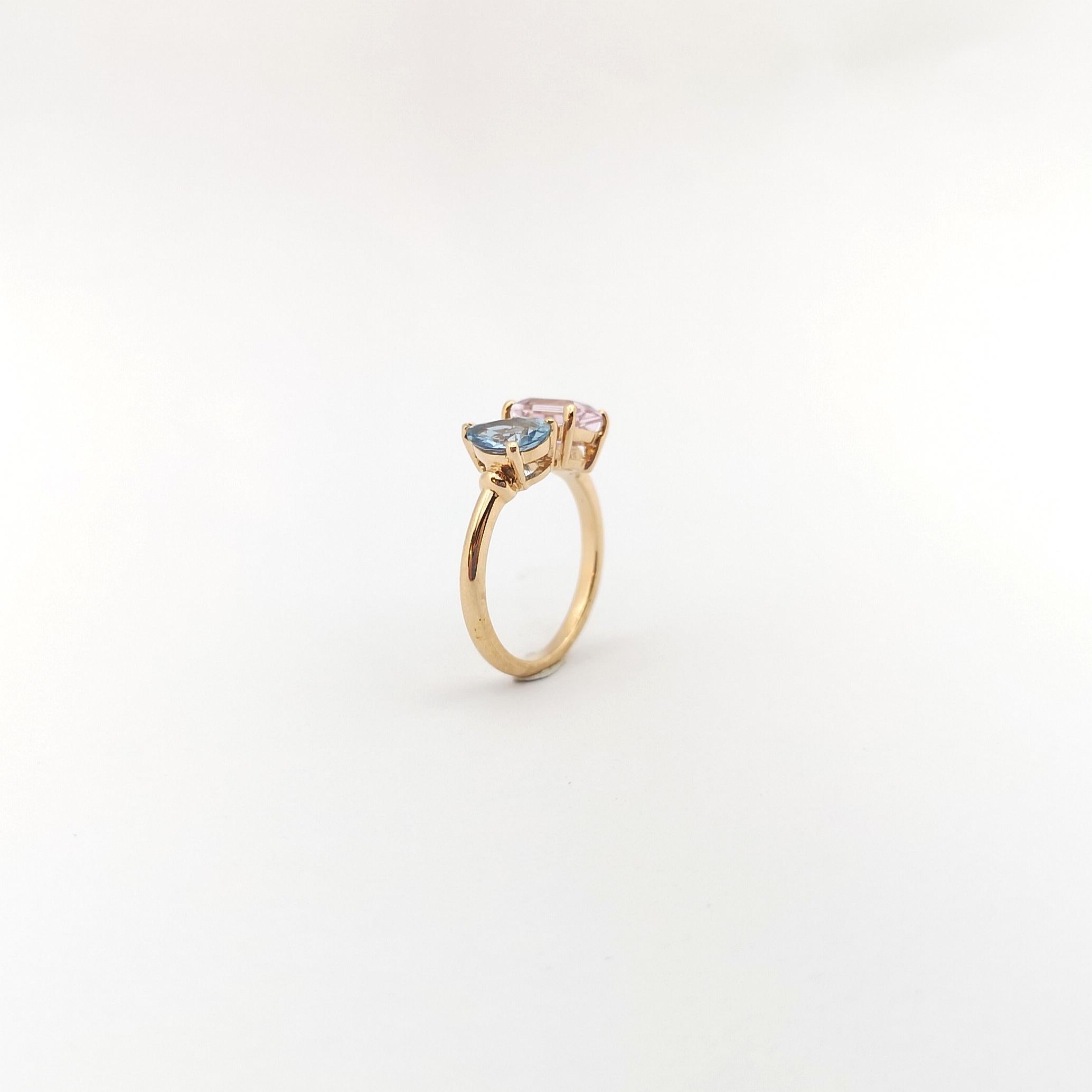 Aquamarine and Morganite Ring set in 18K Rose Gold Settings For Sale 8