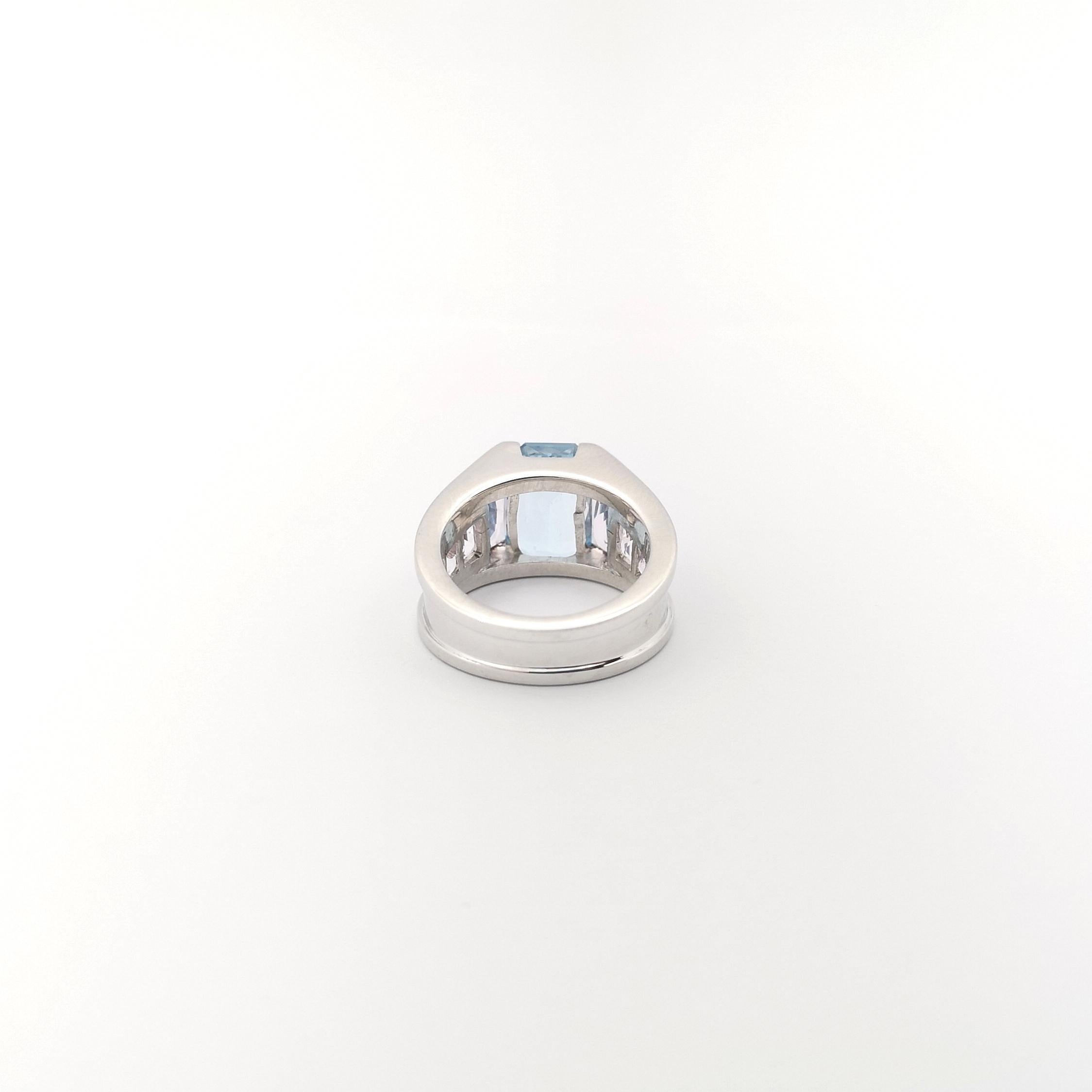 Aquamarine and Morganite Ring set in Platinum 900 Settings For Sale 5