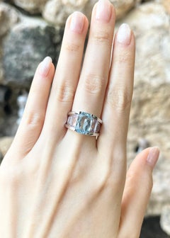 Aquamarine and Morganite Ring set in Platinum 900 Settings