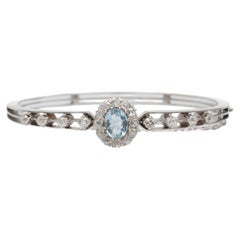 Armband mit Aquamarin und Diamanten im alten Brillantschliff, 1,80 ct