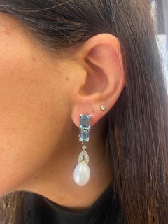 Aquamarine and Pearl Earrings