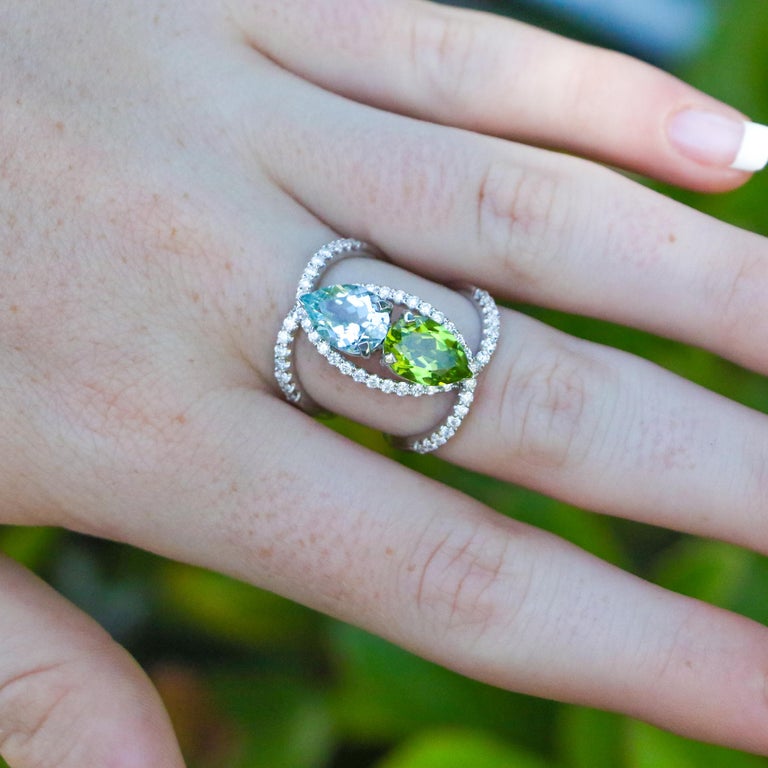 Aquamarine And Peridot Ring For Sale at 1stDibs
