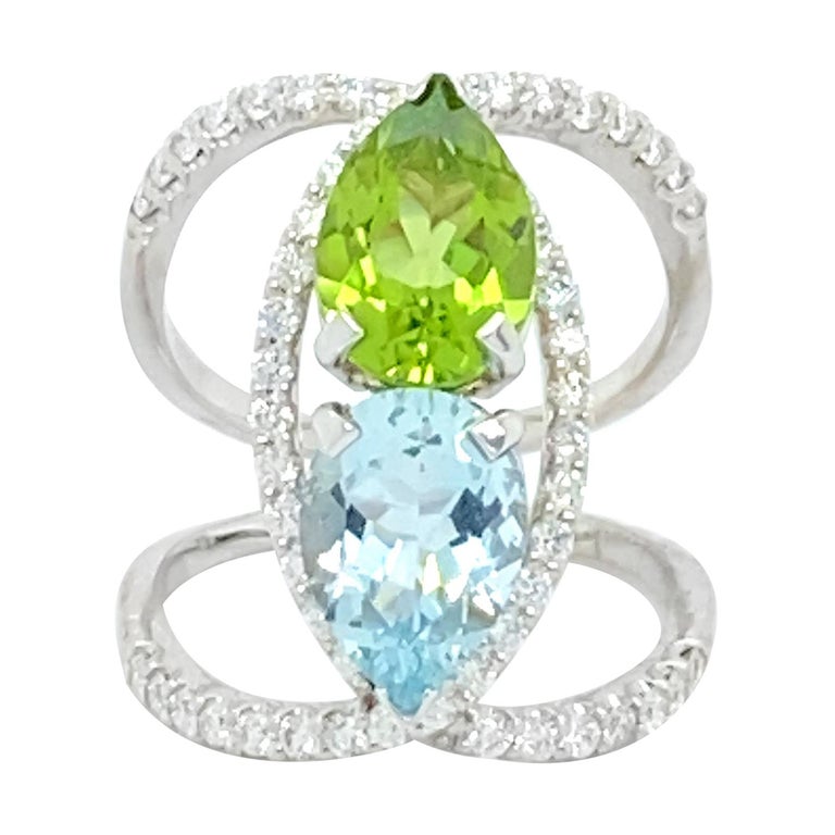 Aquamarine And Peridot Ring For Sale at 1stDibs