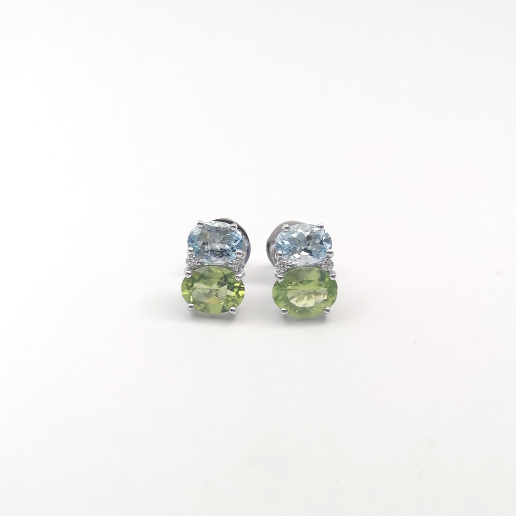 De las mujeres Pendientes de aguamarina y peridoto con diamantes engastados en oro blanco de 18 quilates en venta