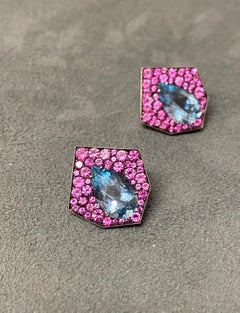 Aquamarine and Pink Sapphire Earrings