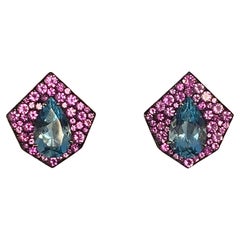 Ohrringe mit Aquamarin und rosa Saphir