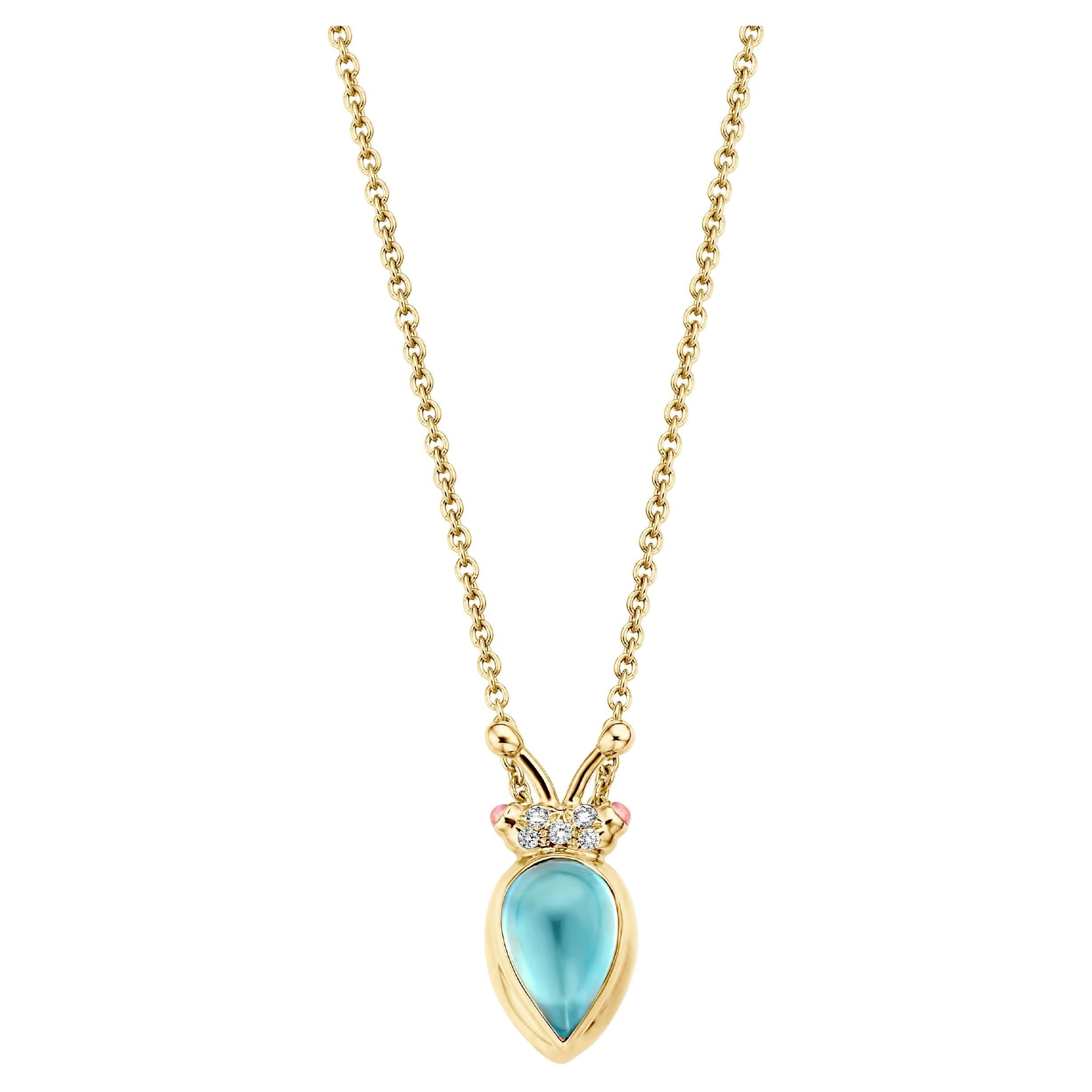Pink Green Tourmaline Yellow Gold Crystal Talisman Pendant main image 1
