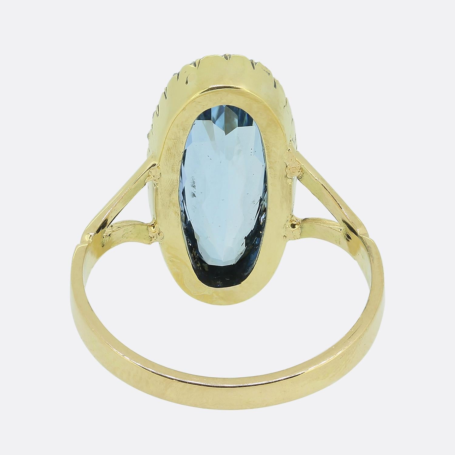 Aquamarine and Rose Cut Diamond Dress Ring In Good Condition For Sale In London, GB