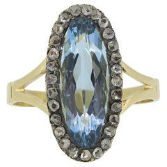 Aquamarine and Rose Cut Diamond Dress Ring