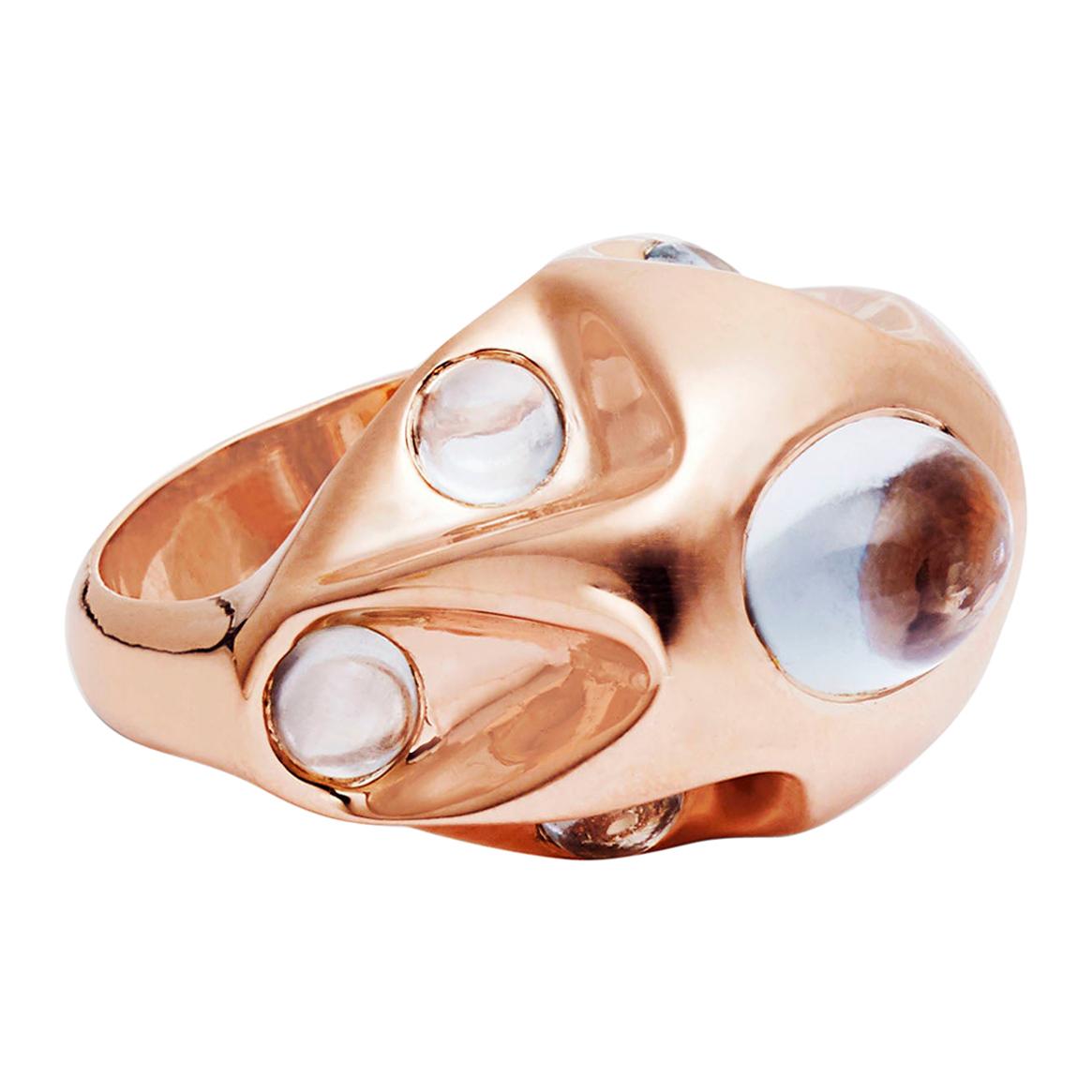 Aquamarine and Rose Gold Bombé Cocktail Ring For Sale