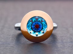 Aquamarine and Ruby, 14k Rose Gold & Platinum Solitaire Engagement Ring