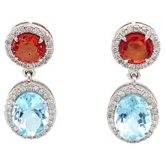 Aquamarine and sapphire diamond earrings