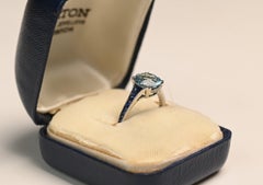 Aquamarine and Sapphire Engagement Ring. 1.70ct Round Cut Aquamarine Ring Accent