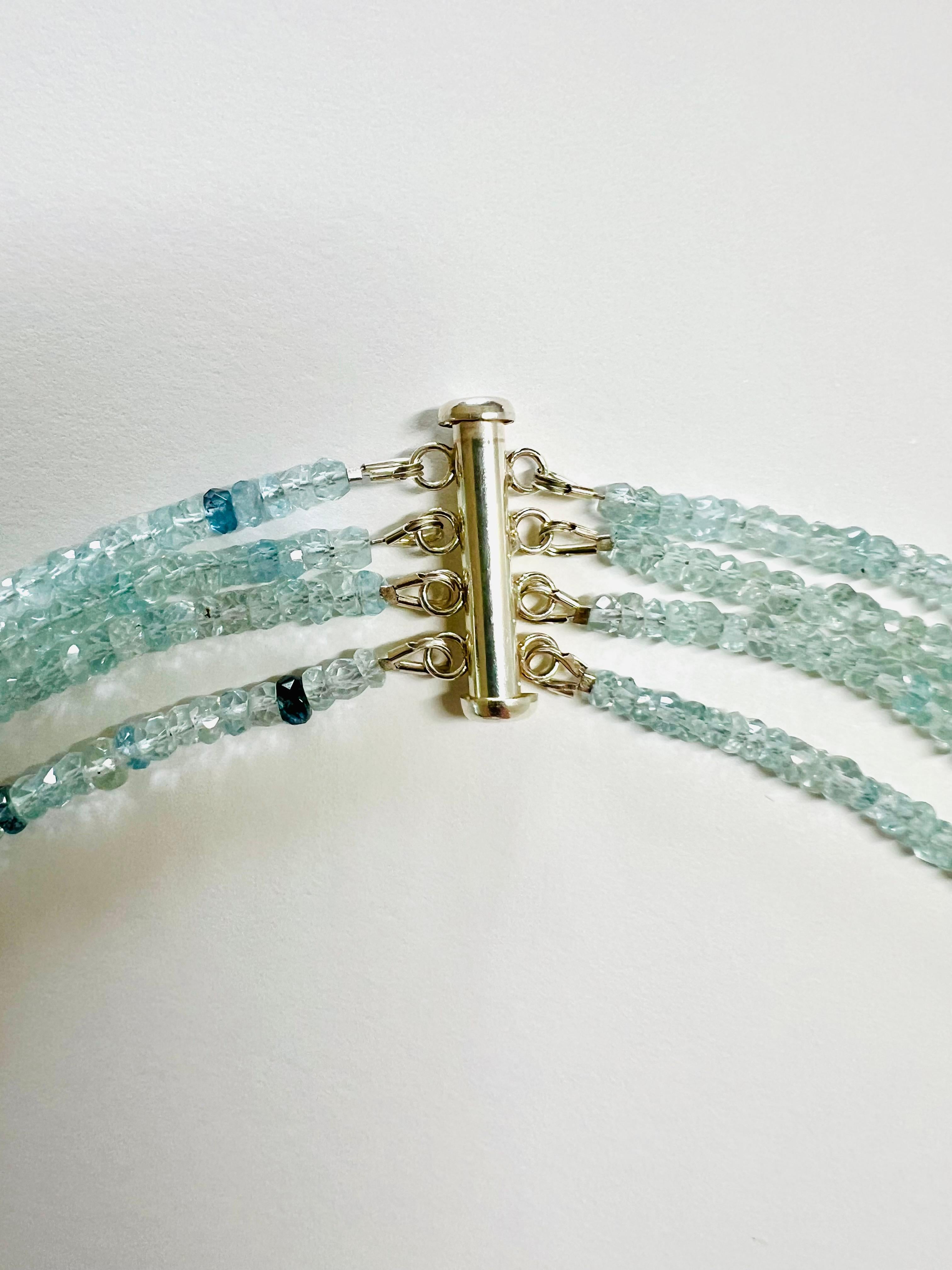 Girocollo a più fili con perle di acquamarina e perle di Tahiti brillanti In condizioni Nuovo in vendita a Boostedt, SH