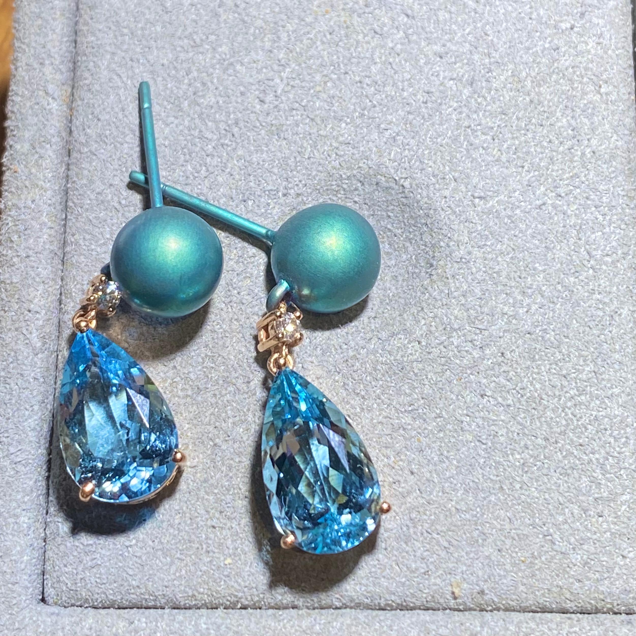 titanium aquamarine earrings