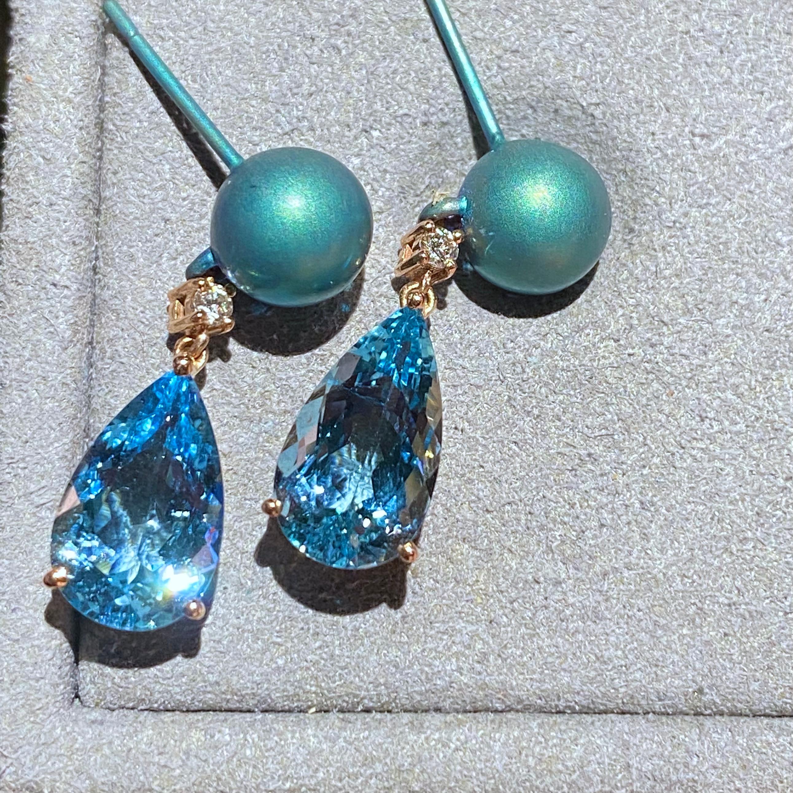 rose gold and aquamarine earrings
