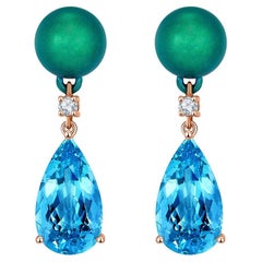 Eostre Aquamarine, Titanium Beads and Diamond Earring in 18K Rose Gold