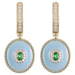 Aquamarine and Tsavorite in 14 Karat Yellow Gold Custom Order Set