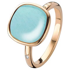 Aquamarine and Turquoise Ring in 18ct Gold by Bigli