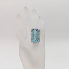 Aquamarine and White Diamond Cocktail Ring in Platinum