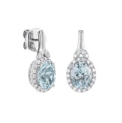 Sunita Nahata Aquamarine 3.42ct. Drop Earrings in 18KWG with Diamond.