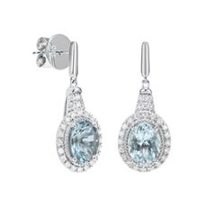 Sunita Nahata Aquamarine 3.48ct. Drop Earring in 18KWG with Diamond.