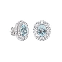 Sunita Nahata Aquamarine 3.30ct. Drop Earrings in 18KWG with Diamond.