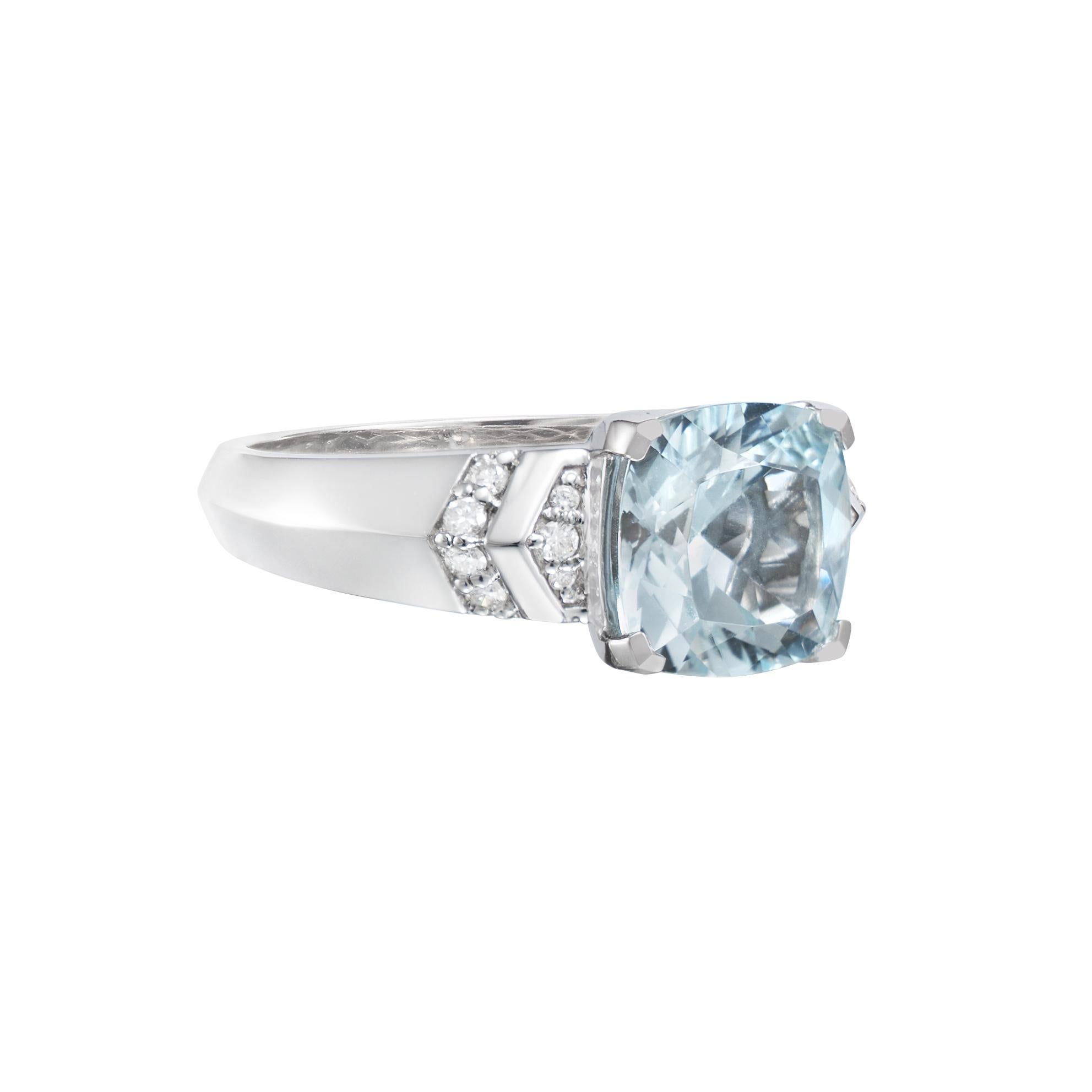 This collection features an array of aquamarines with an icy blue hue that is as cool as it gets! Accented with diamonds these pieces are made in white gold and present a classic yet elegant look. 

Aquamarine and White Diamond Ring in 18 Karat
