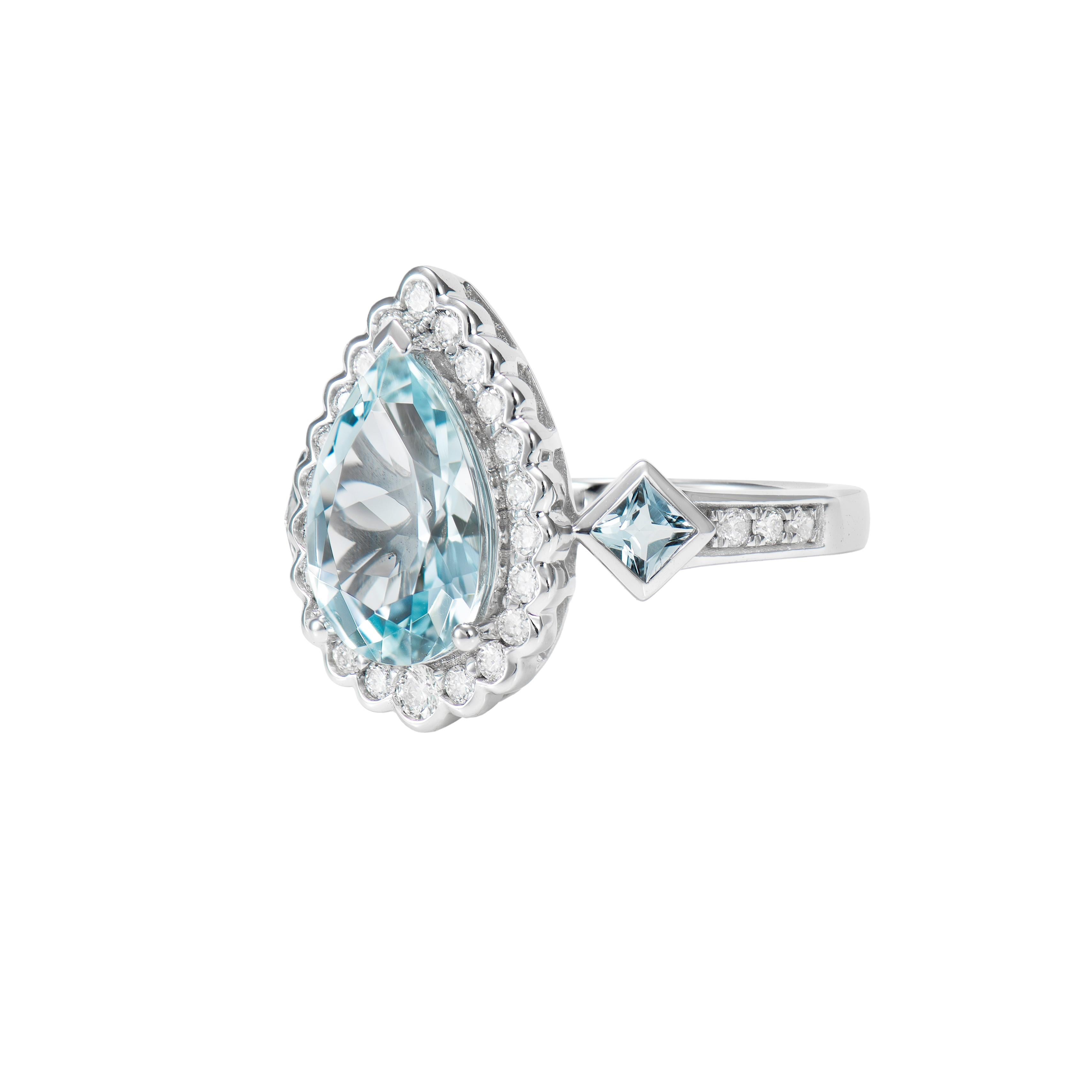 This collection features an array of aquamarines with an icy blue hue that is as cool as it gets! Accented with diamonds these rings are made in white gold and present a classic yet elegant look. 

Aquamarine Ring with White Diamond in 18 Karat