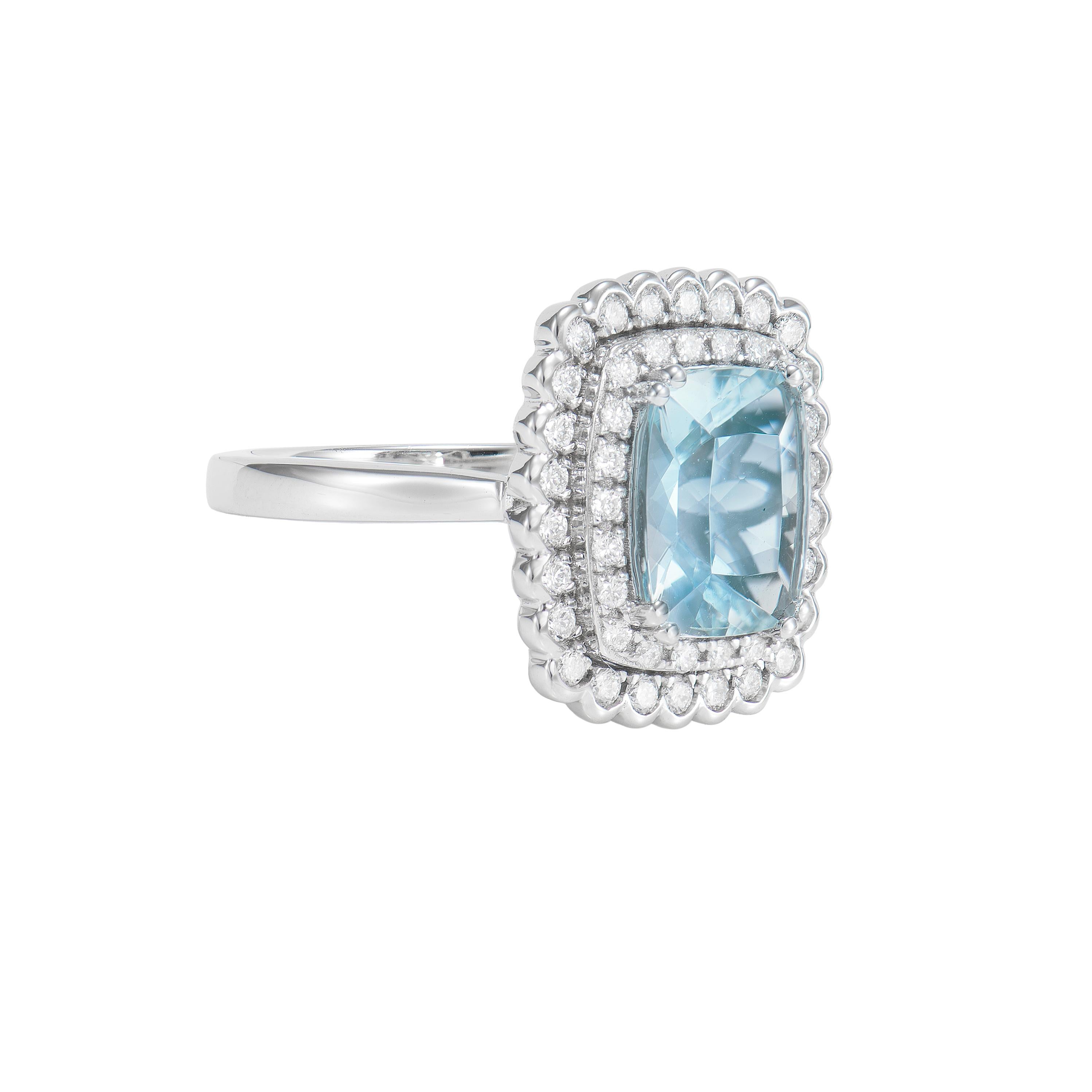 This collection features an array of aquamarines with an icy blue hue that is as cool as it gets! Accented with diamonds these rings are made in white gold and present a classic yet elegant look. 

Aquamarine and White Diamond Ring in 18 Karat White