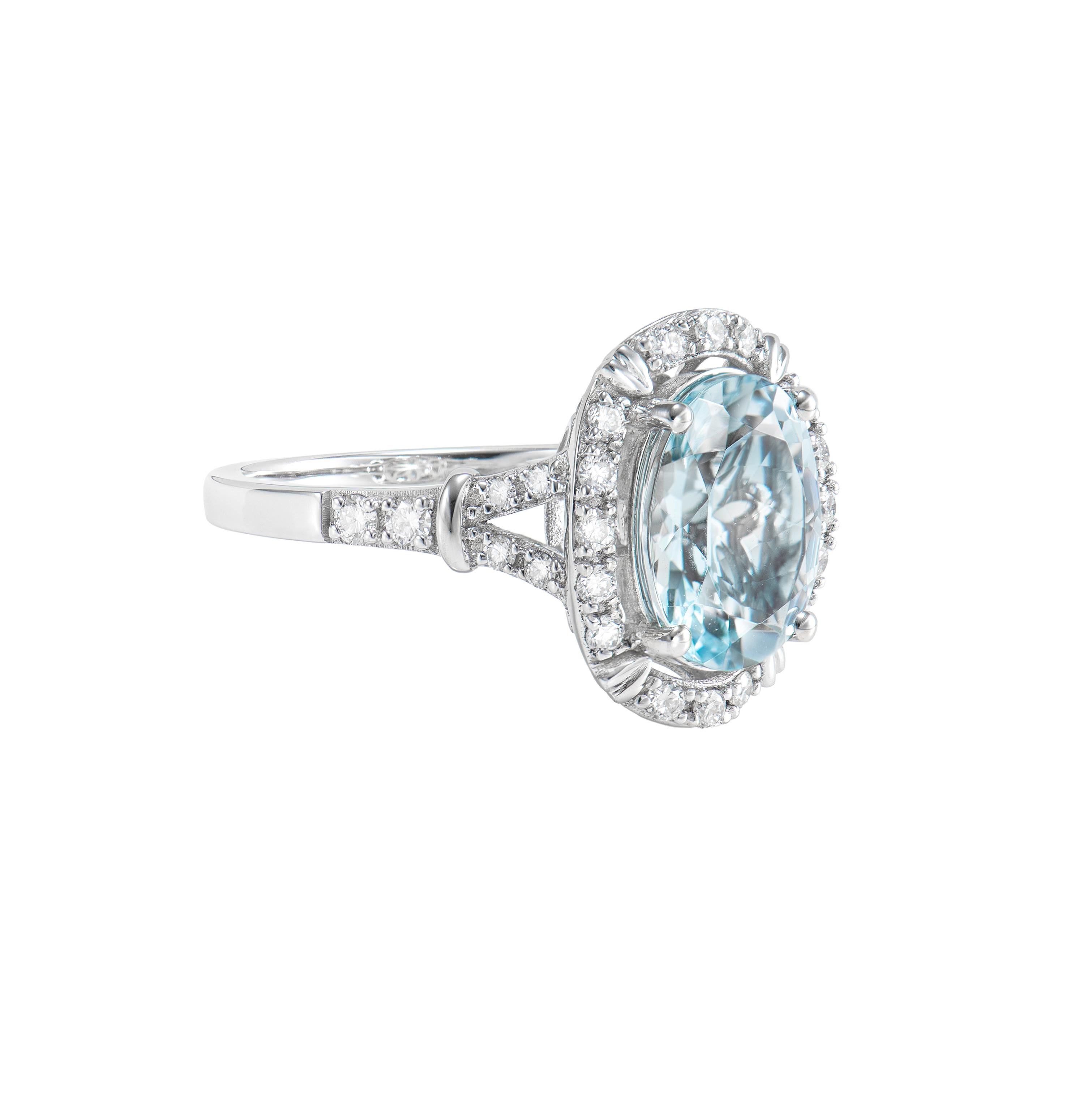 This collection features an array of aquamarines with an icy blue hue that is as cool as it gets! Accented with diamonds these rings are made in white gold and present a classic yet elegant look. 

Aquamarine and White Diamond Ring in 18 Karat White
