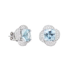 Sunita Nahata Aquamarine 5.23ct. Earring in 18KWG with Diamond.