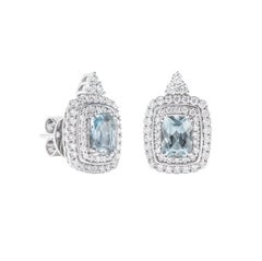 Sunita Nahata Aquamarine 1.57ct. stud Earrings in 18KWG with Diamond.