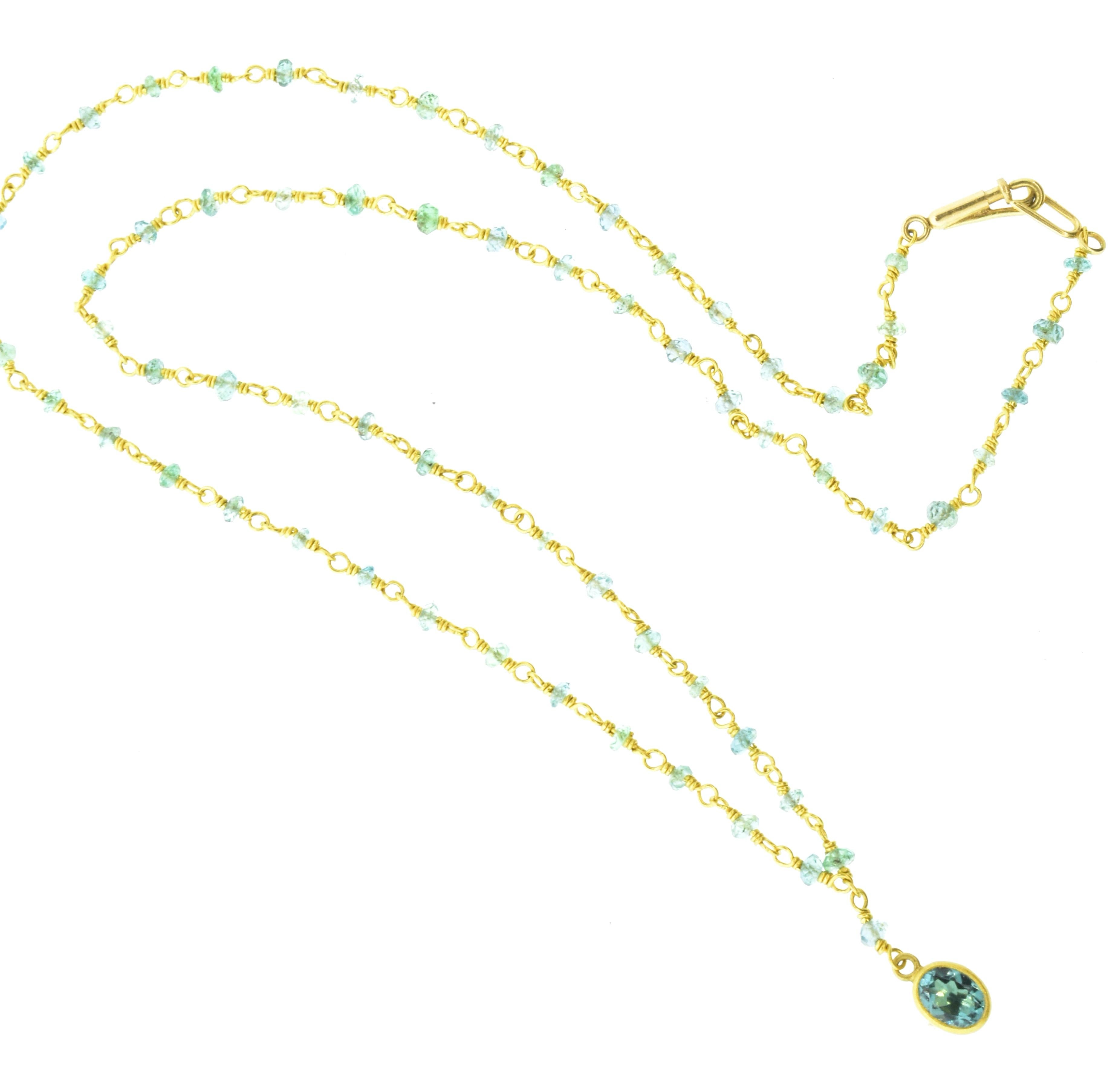 Contemporary Aquamarine and Yellow Gold Necklace