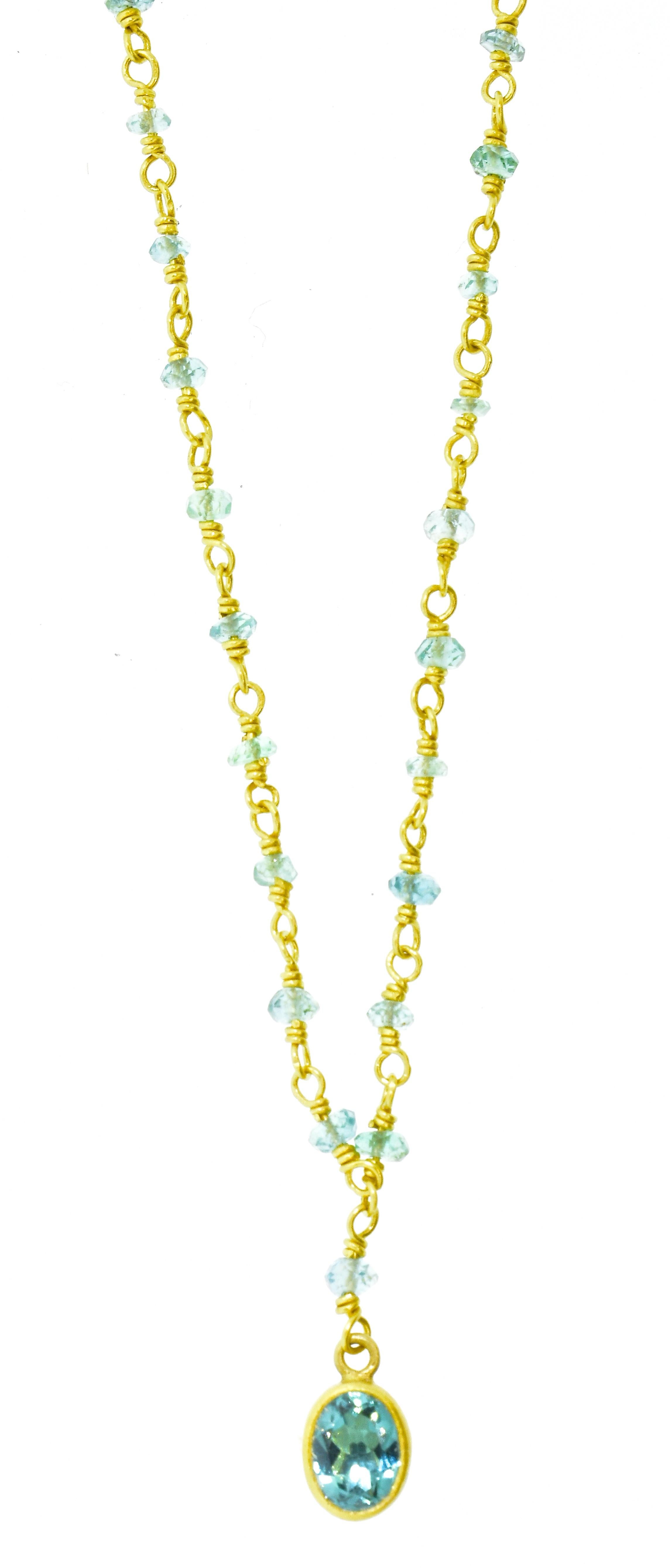 Aquamarine and Yellow Gold Necklace 1
