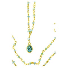 Aquamarine and Yellow Gold Necklace
