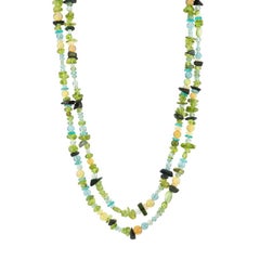 Aquamarine, Apatite, Opal, Peridot, Tourmaline Gemstone Beaded Necklace