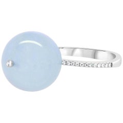 Aquamarine Ball and Diamond Ring