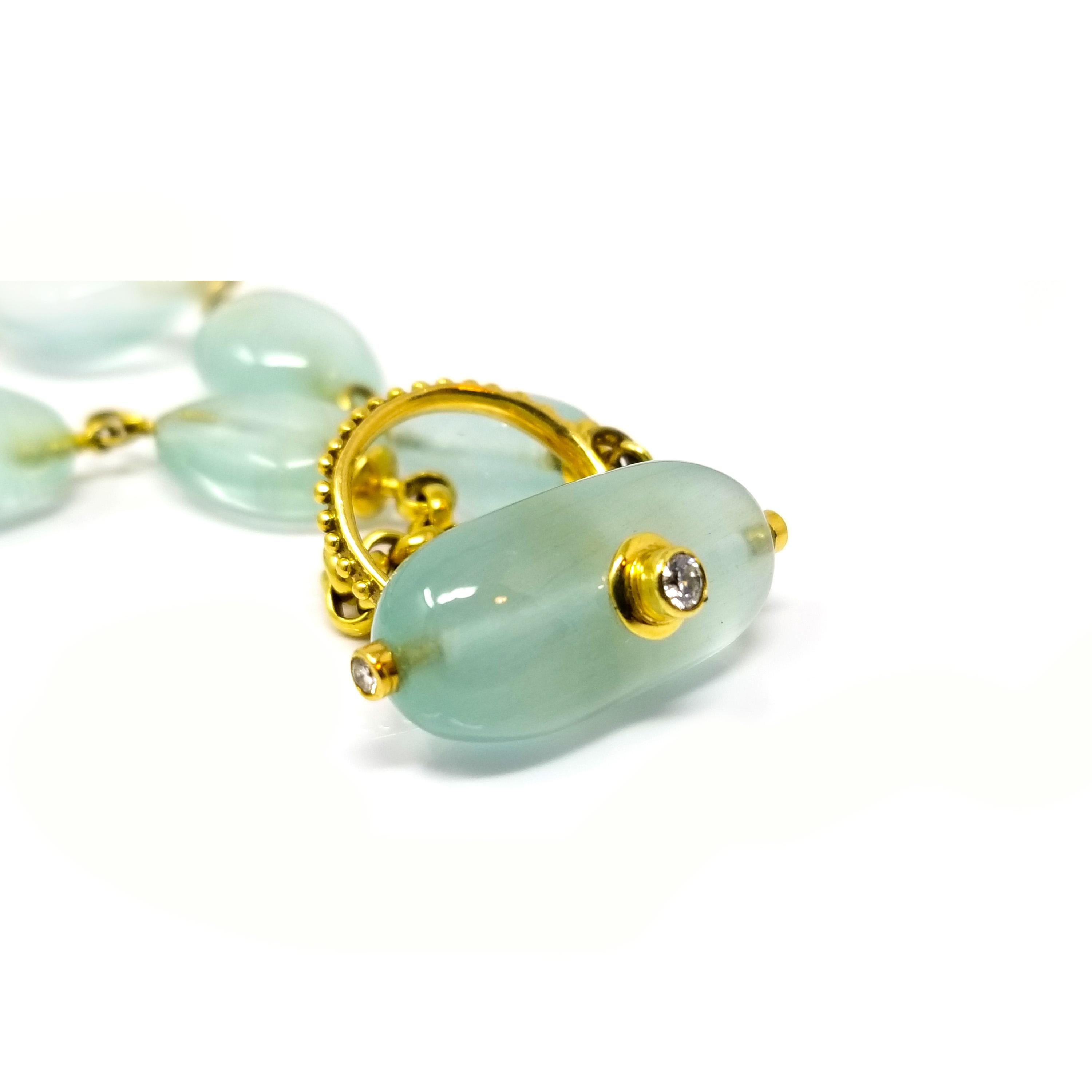 Aquamarine, Baroque Pearl, and 18kt Beaded and Linked Necklace by Dan Peligrad In New Condition In Logan, UT
