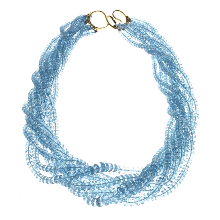 Aquamarine bead necklace 18.5 inches Artisan