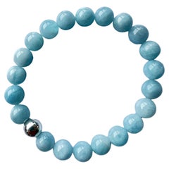 Aquamarine Beaded Bracelet Silver