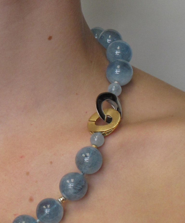 Aquamarine Beaded Necklace at 1stDibs | aquamarine bead necklace